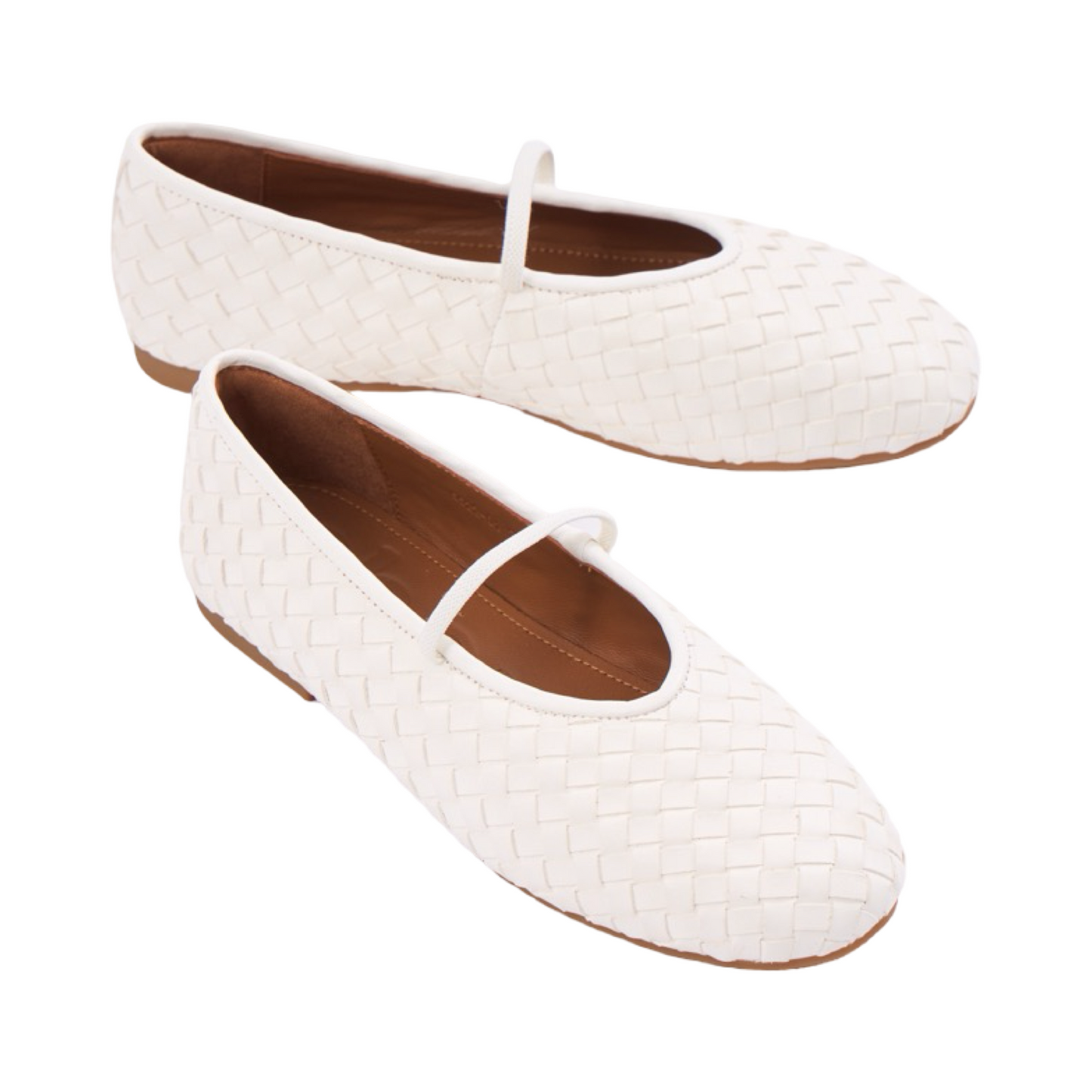 Chan Journey – Florence Handmade Woven Calfskin Flats – Snow