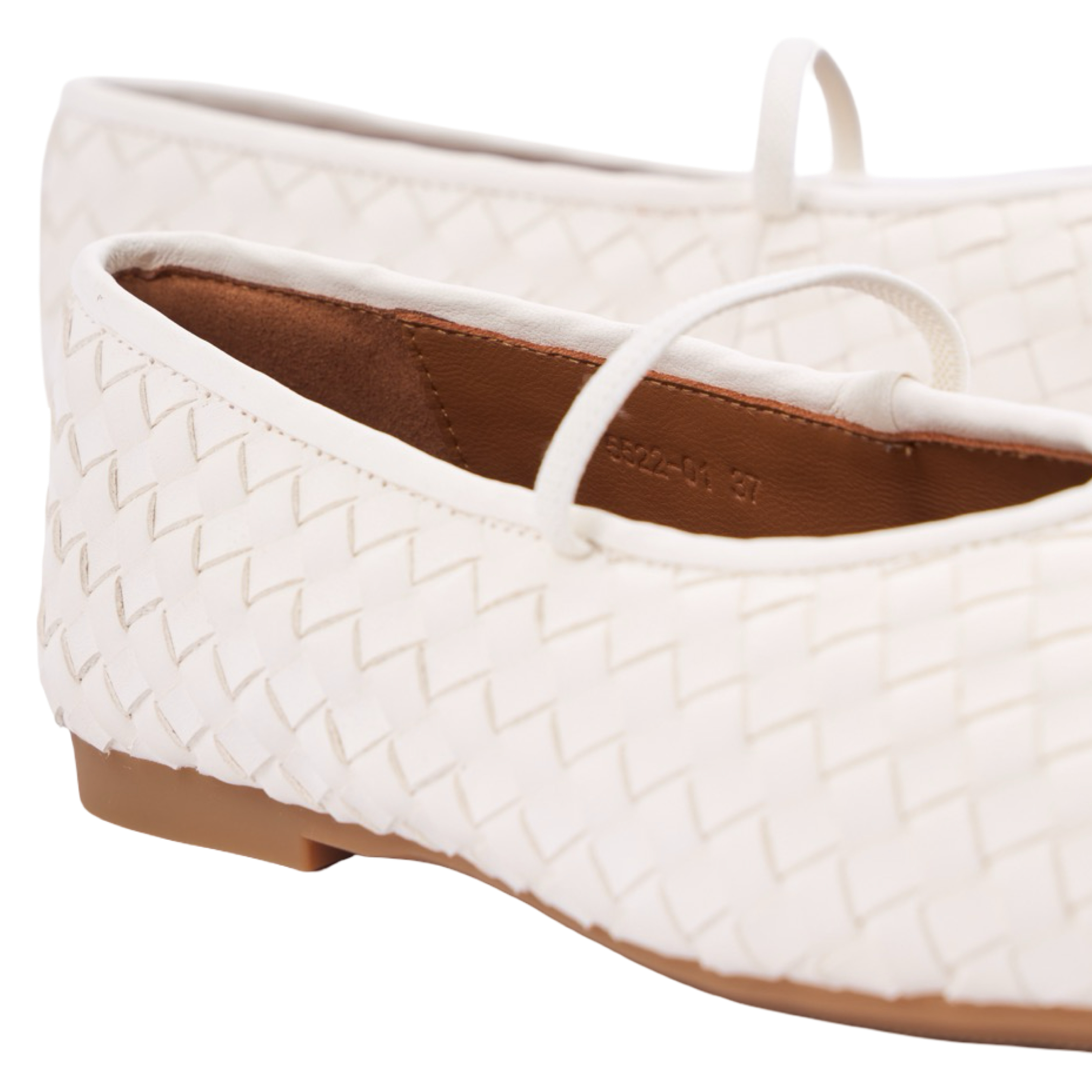 Chan Journey – Florence Handmade Woven Calfskin Flats – Snow