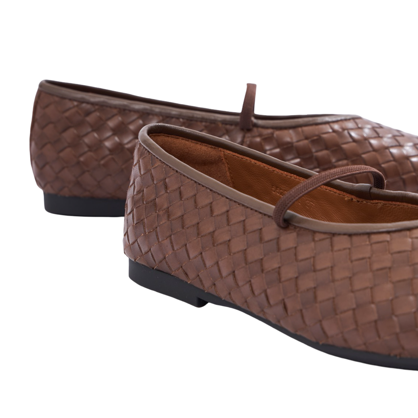 Chan Journey – Florence Handmade Woven Calfskin Flats – Chestnut
