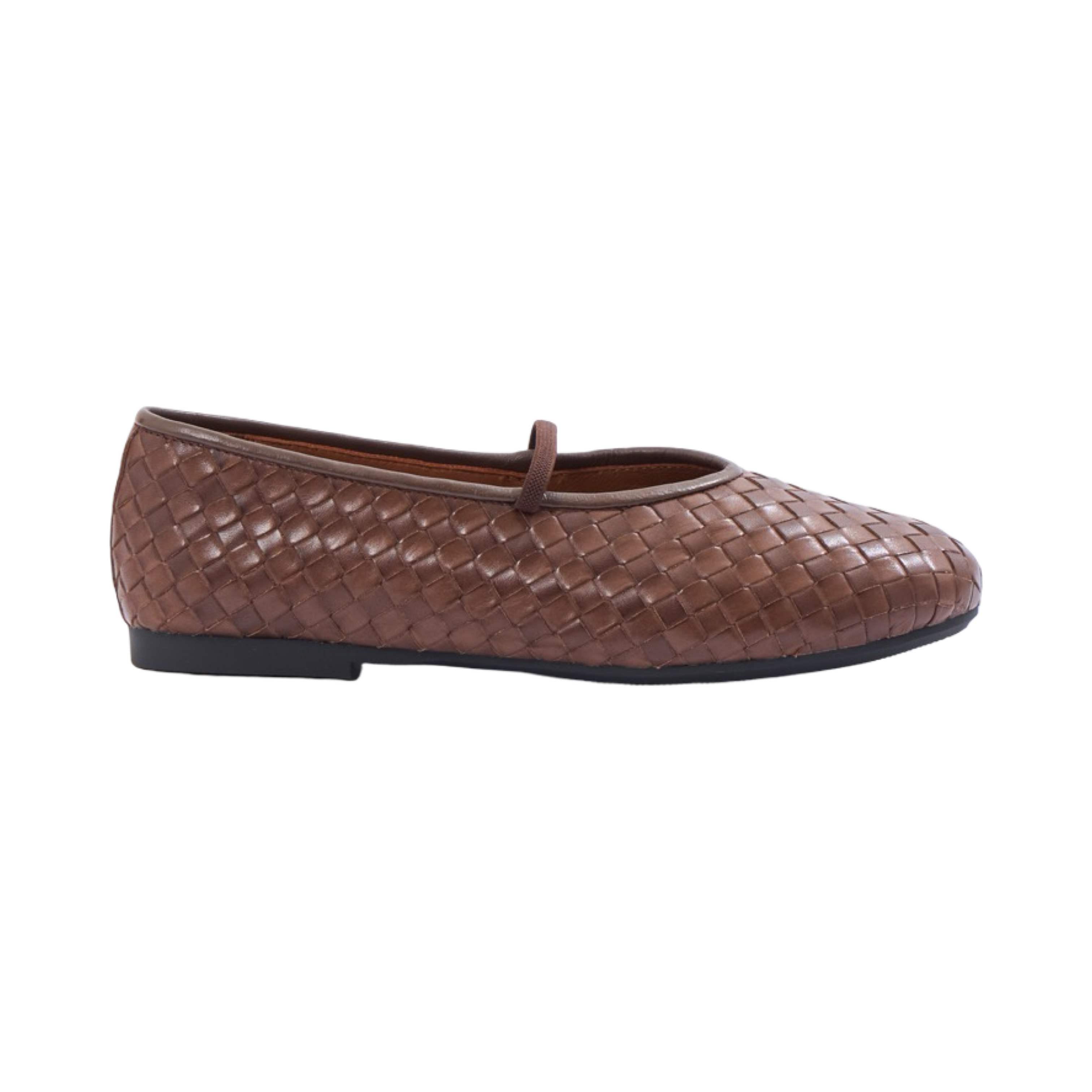 Chan Journey – Florence Handmade Woven Calfskin Flats – Chestnut