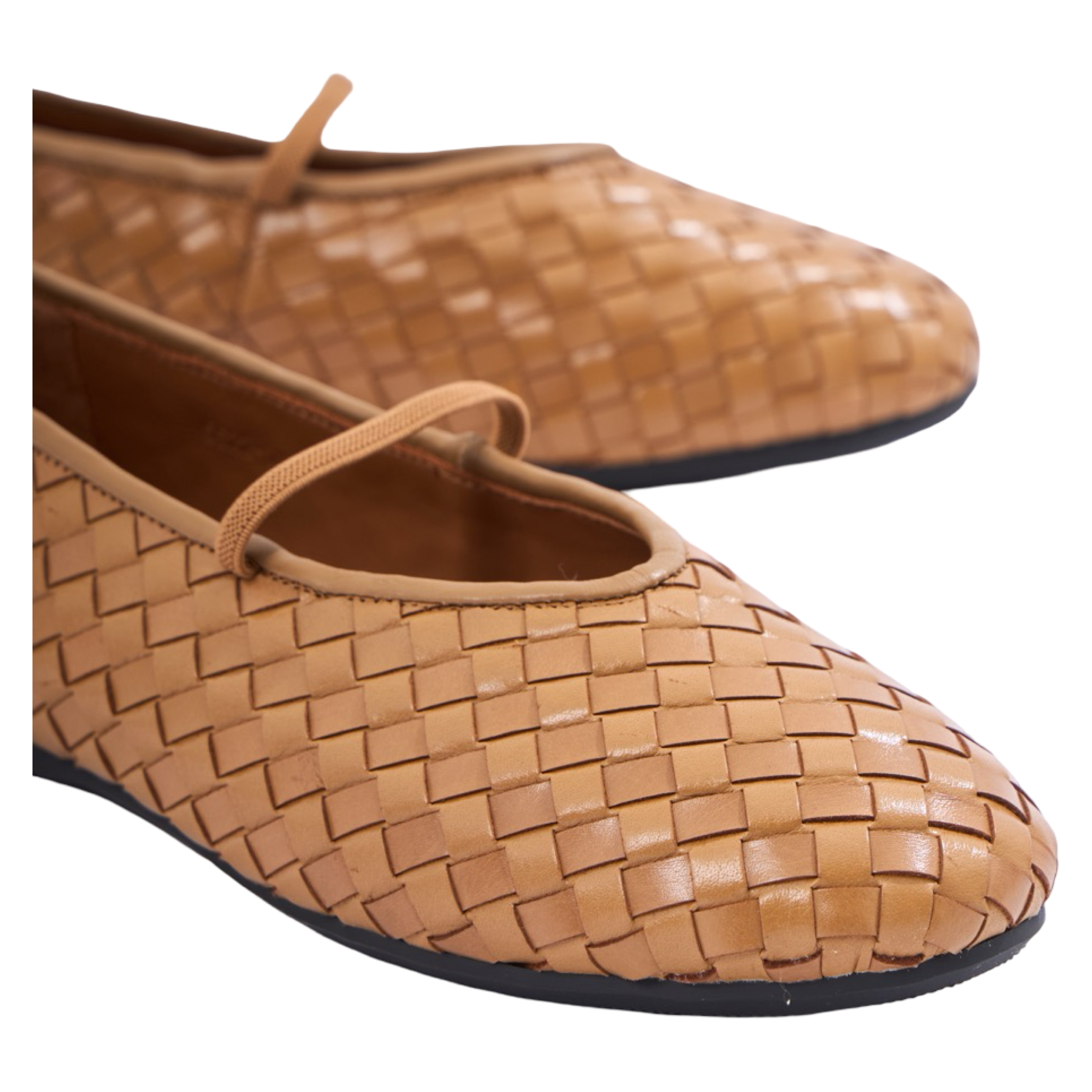 Chan Journey – Florence Handmade Woven Calfskin Flats – Milk Tea