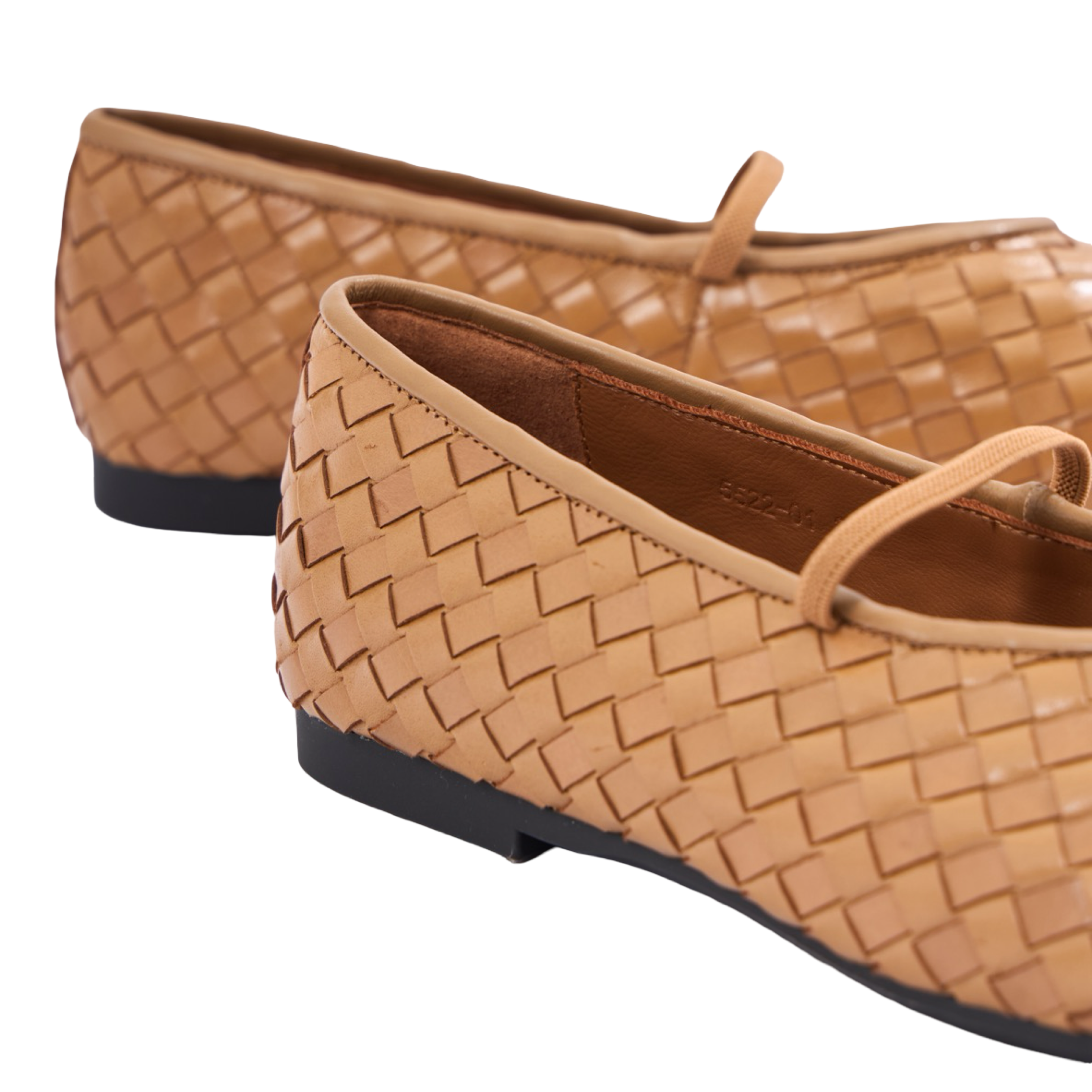 Chan Journey – Florence Handmade Woven Calfskin Flats – Milk Tea