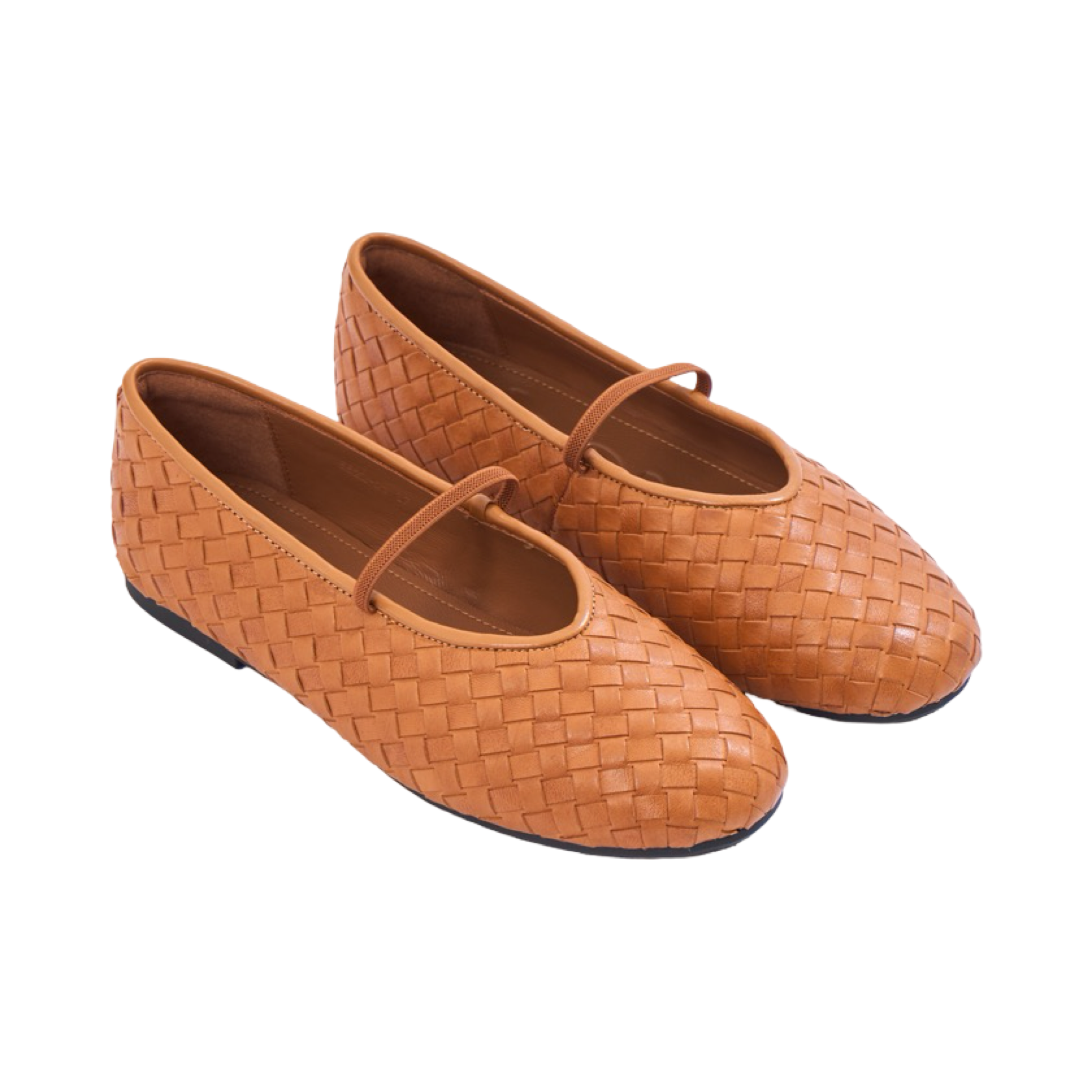 Chan Journey – Florence Handmade Woven Calfskin Flats – Camel