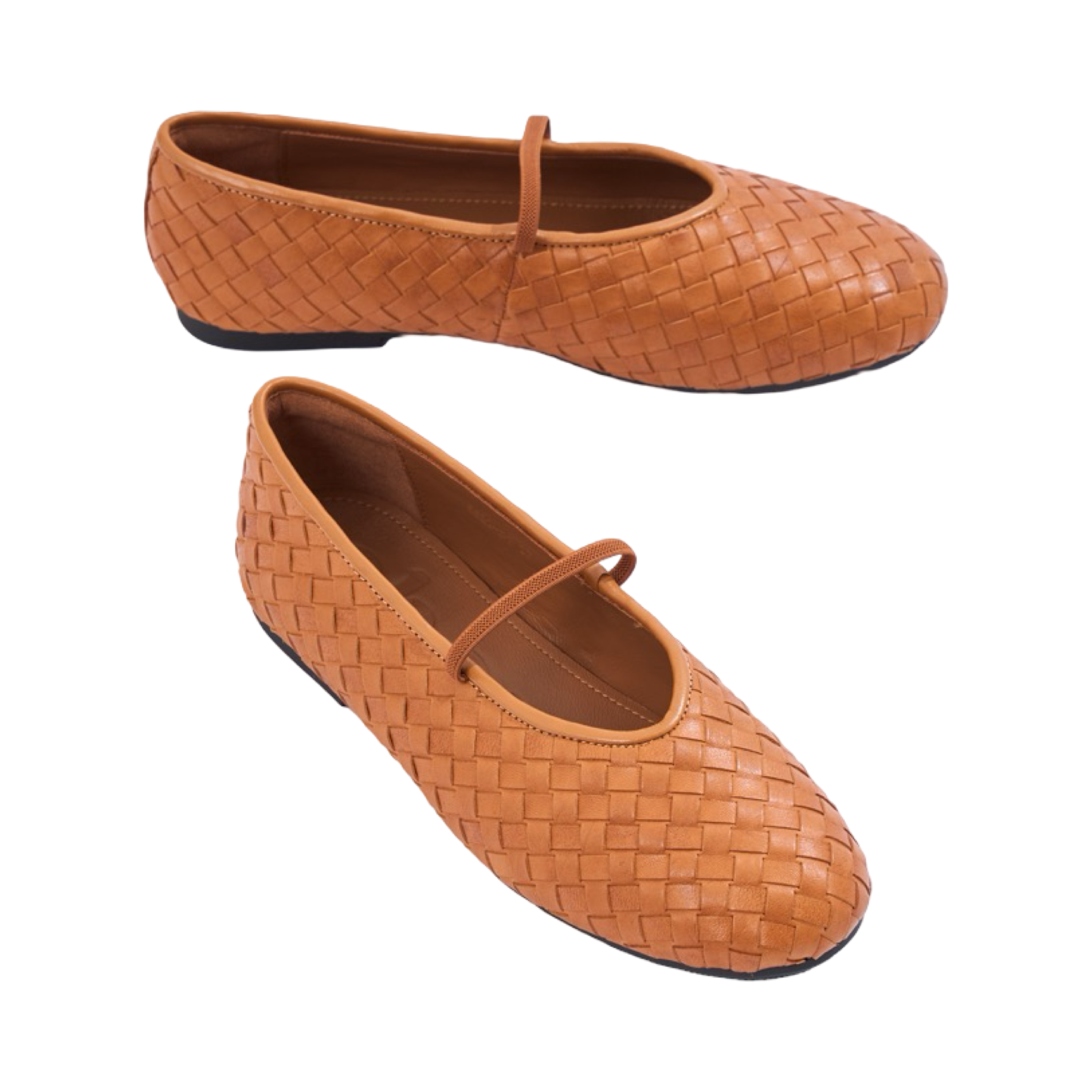 Chan Journey – Florence Handmade Woven Calfskin Flats – Camel