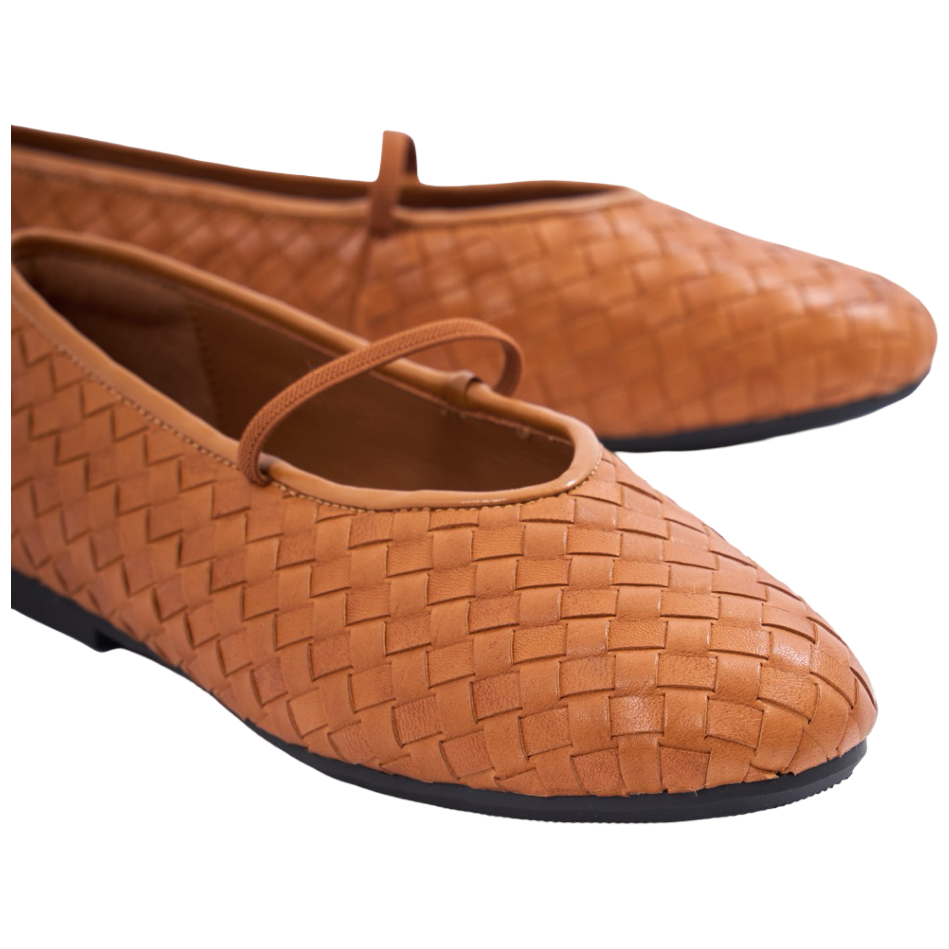 Chan Journey – Florence Handmade Woven Calfskin Flats – Camel