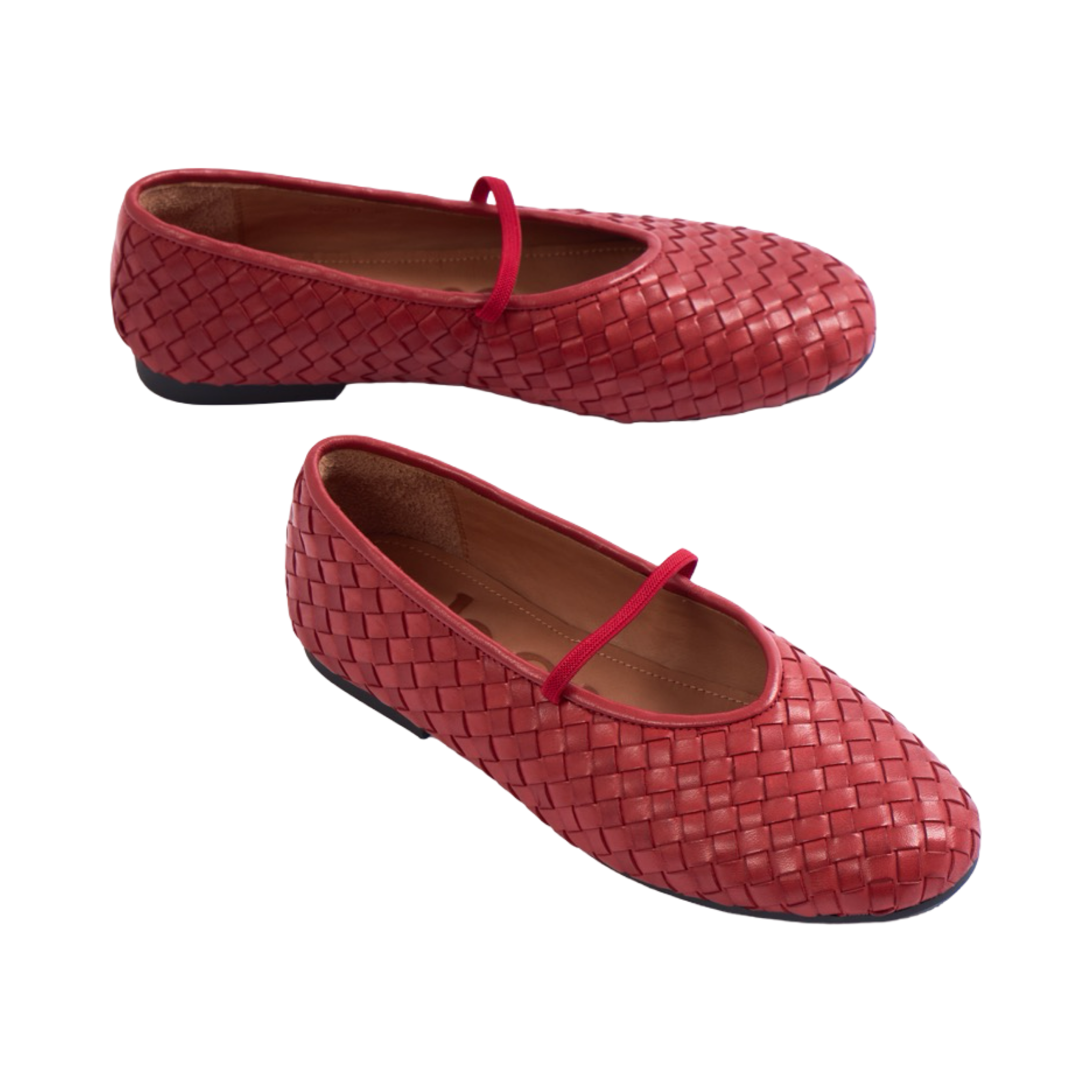 Chan Journey – Florence Handmade Woven Calfskin Flats – Ruby