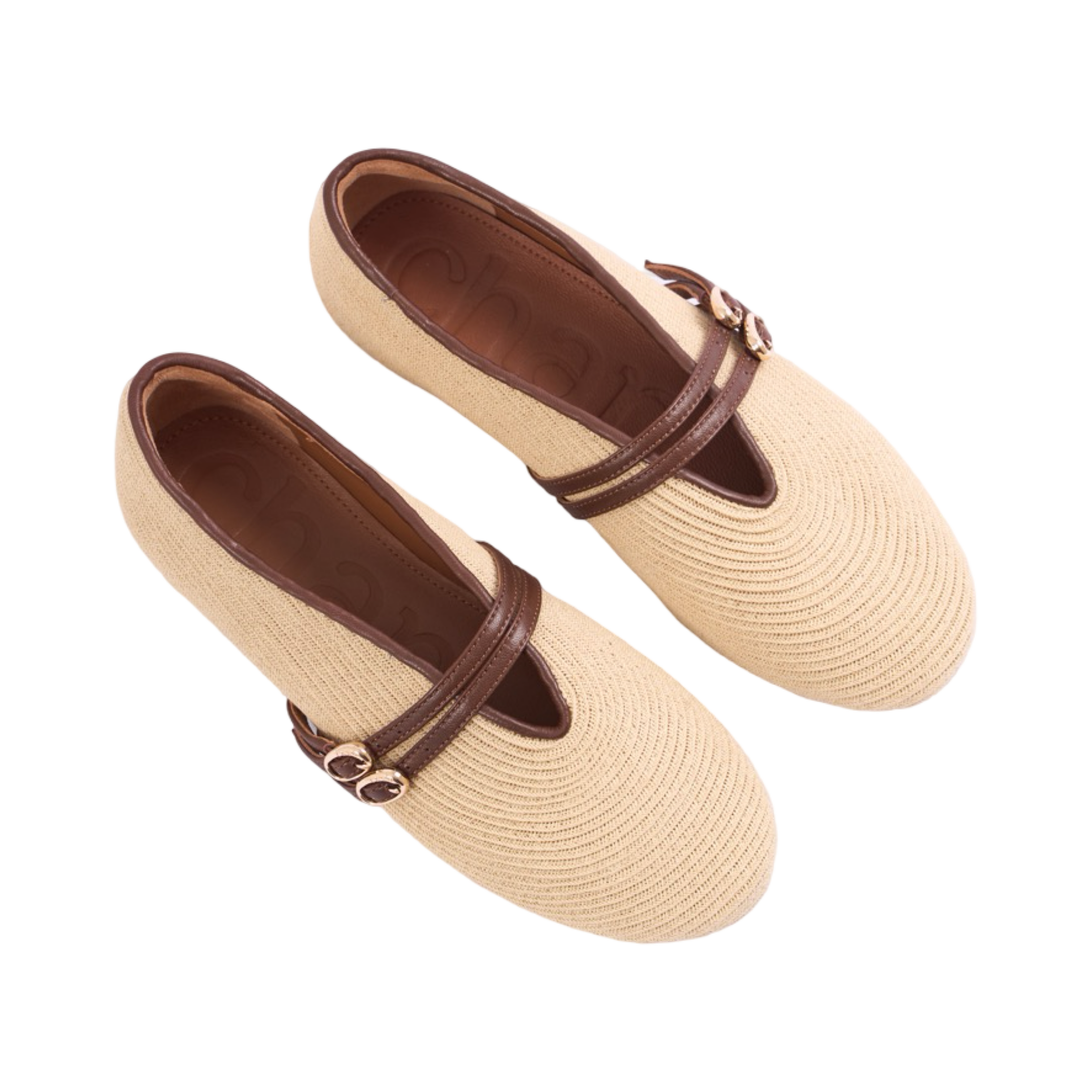 Chan Journey –  Capri Woven Mary Jane Flats – Oat