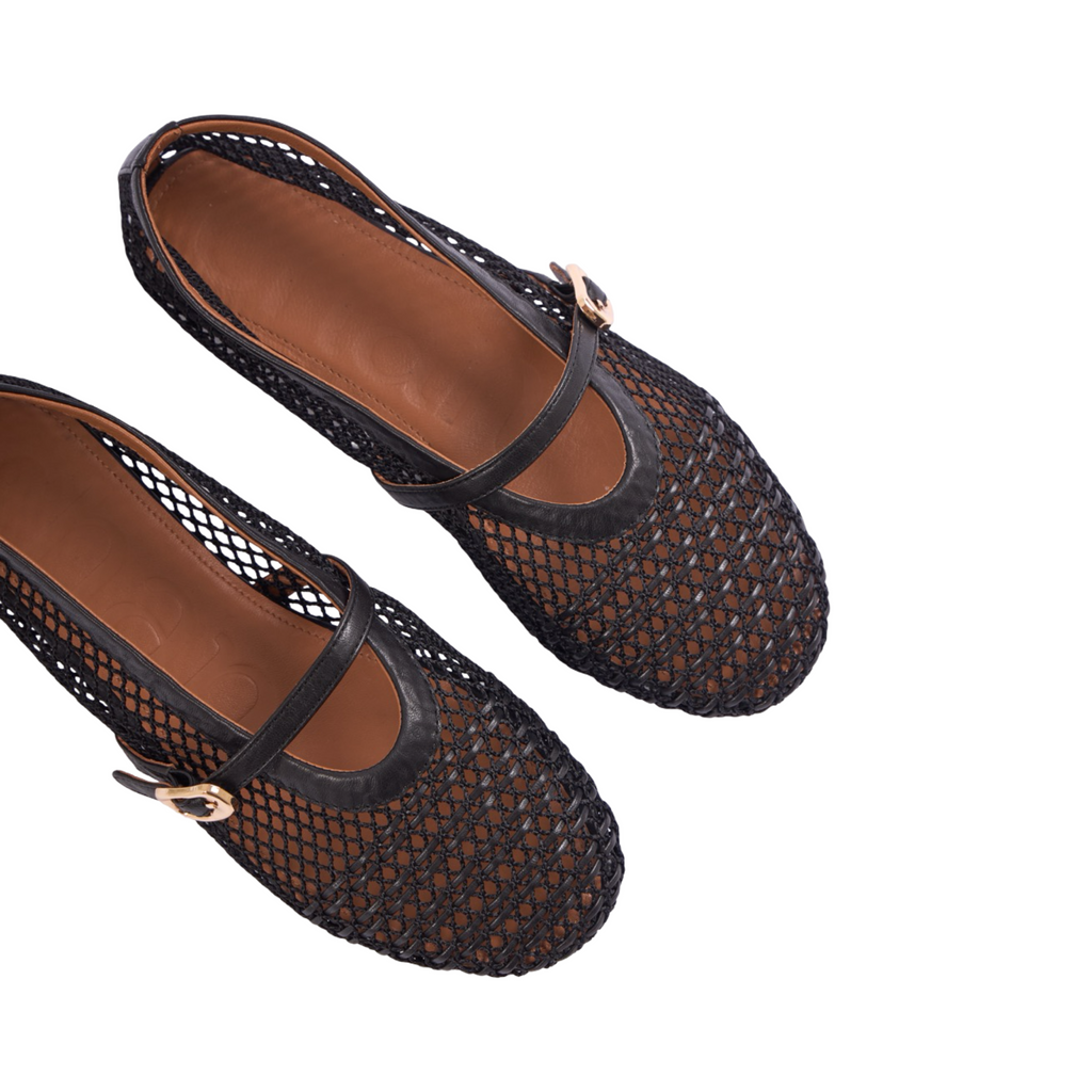 Chan Journey – Verona Handwoven Mesh Flats – Midnight