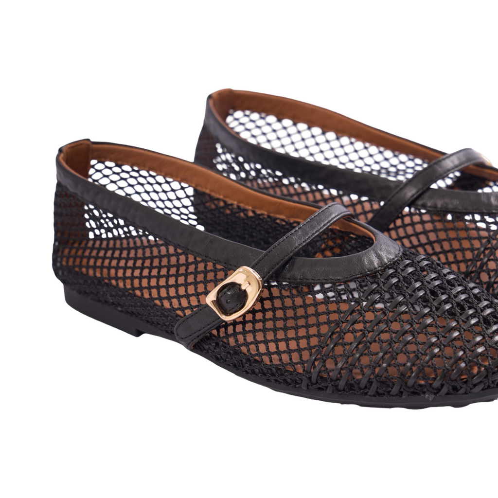 Chan Journey – Verona Handwoven Mesh Flats – Midnight