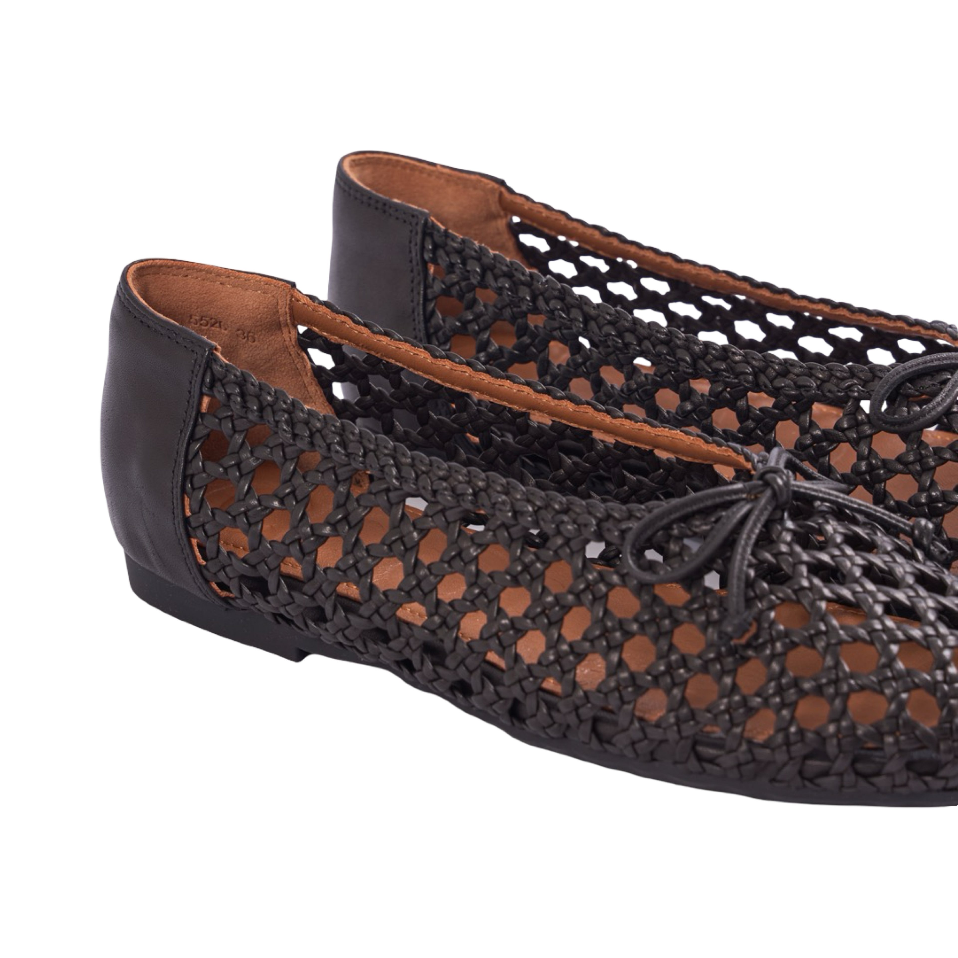 Chan Journey – Roma Handmade Woven Calfskin Flats – Midnight
