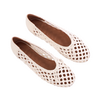 Journey –  Roma Handmade Calfskin Flats – Snow