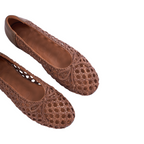 Journey –  Roma Handmade Calfskin Flats – Chestnut