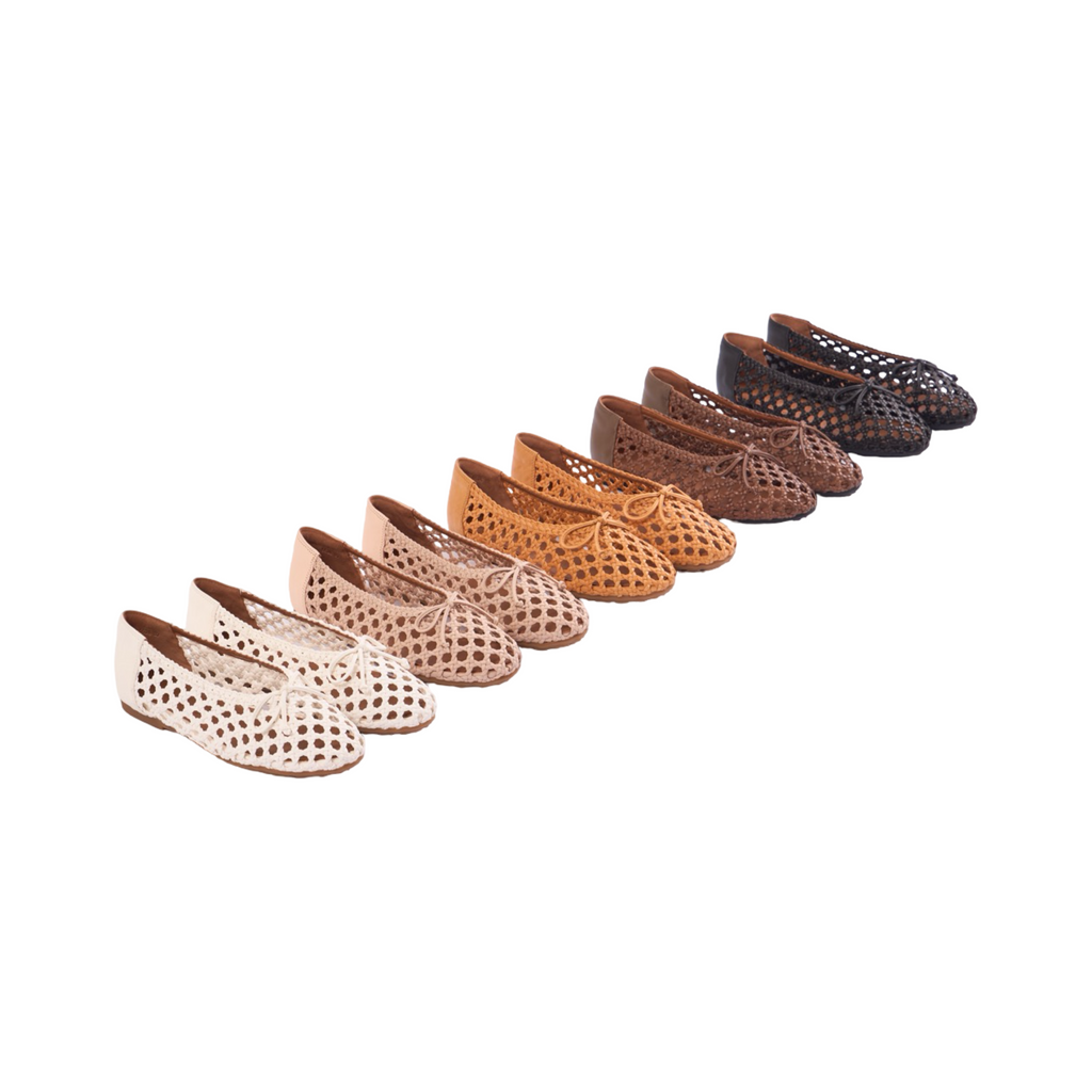 Chan Journey – Roma Handmade Woven Calfskin Flats – Ivory