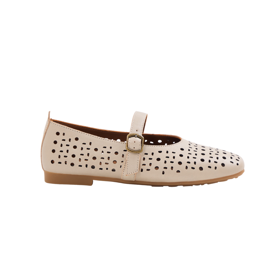 Journey – Siena Calfskin Mary Jane Flats – Smoky Grey