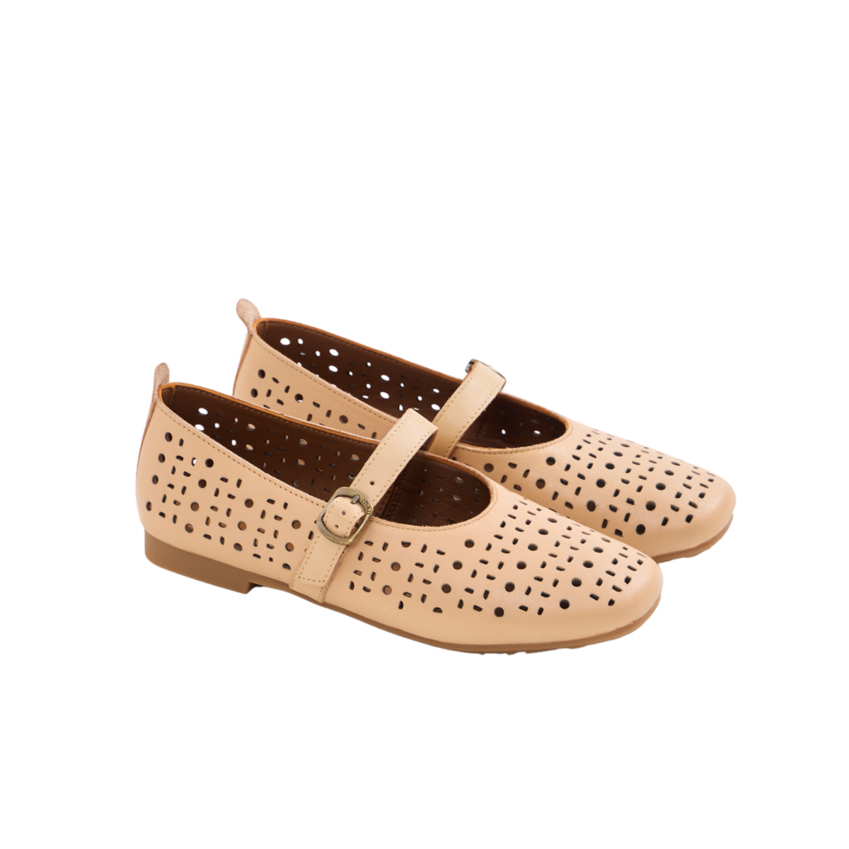 Journey – Siena Calfskin Mary Jane Flats – Milk Tea