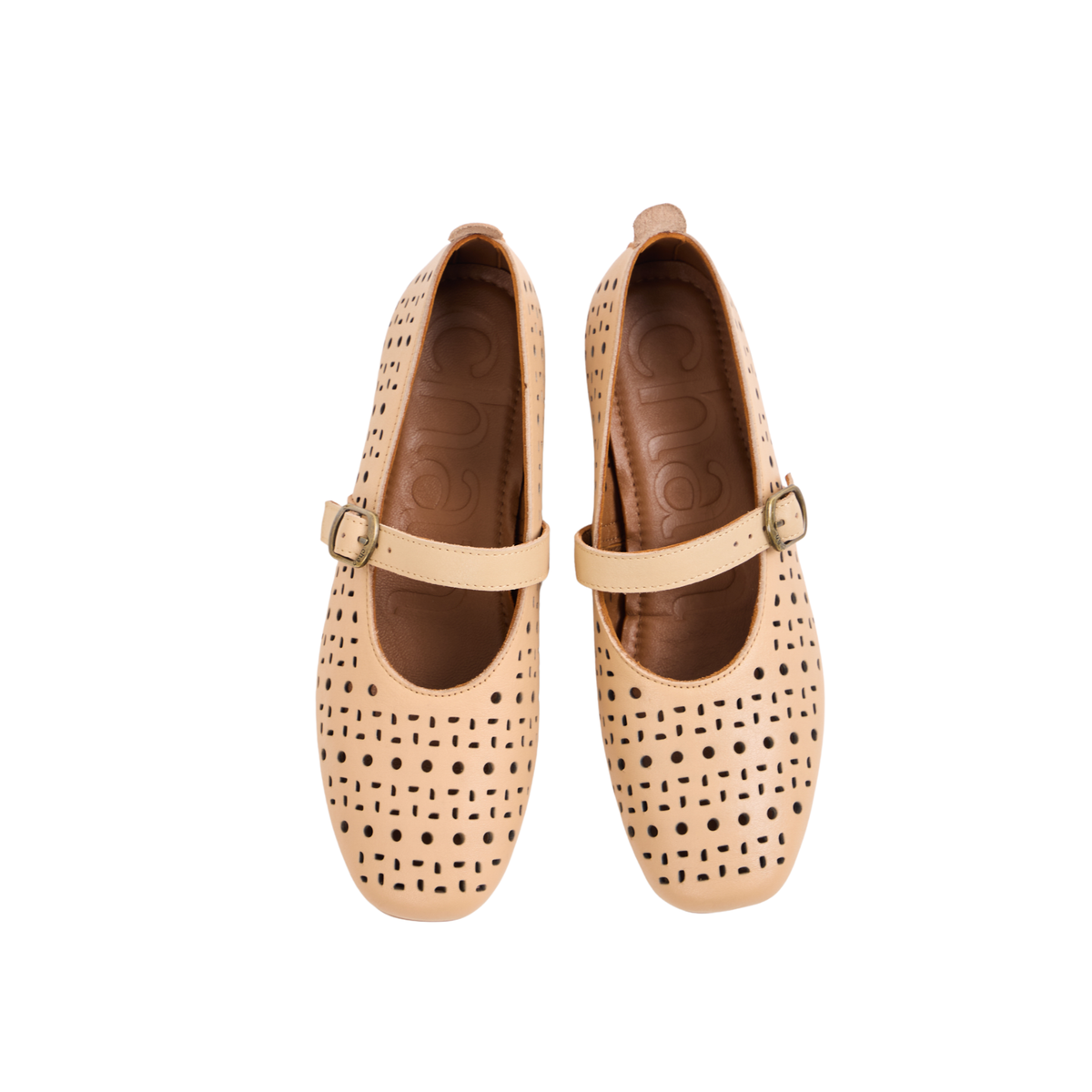 Journey – Siena Calfskin Mary Jane Flats – Milk Tea