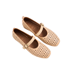 Journey – Siena Calfskin Mary Jane Flats – Milk Tea