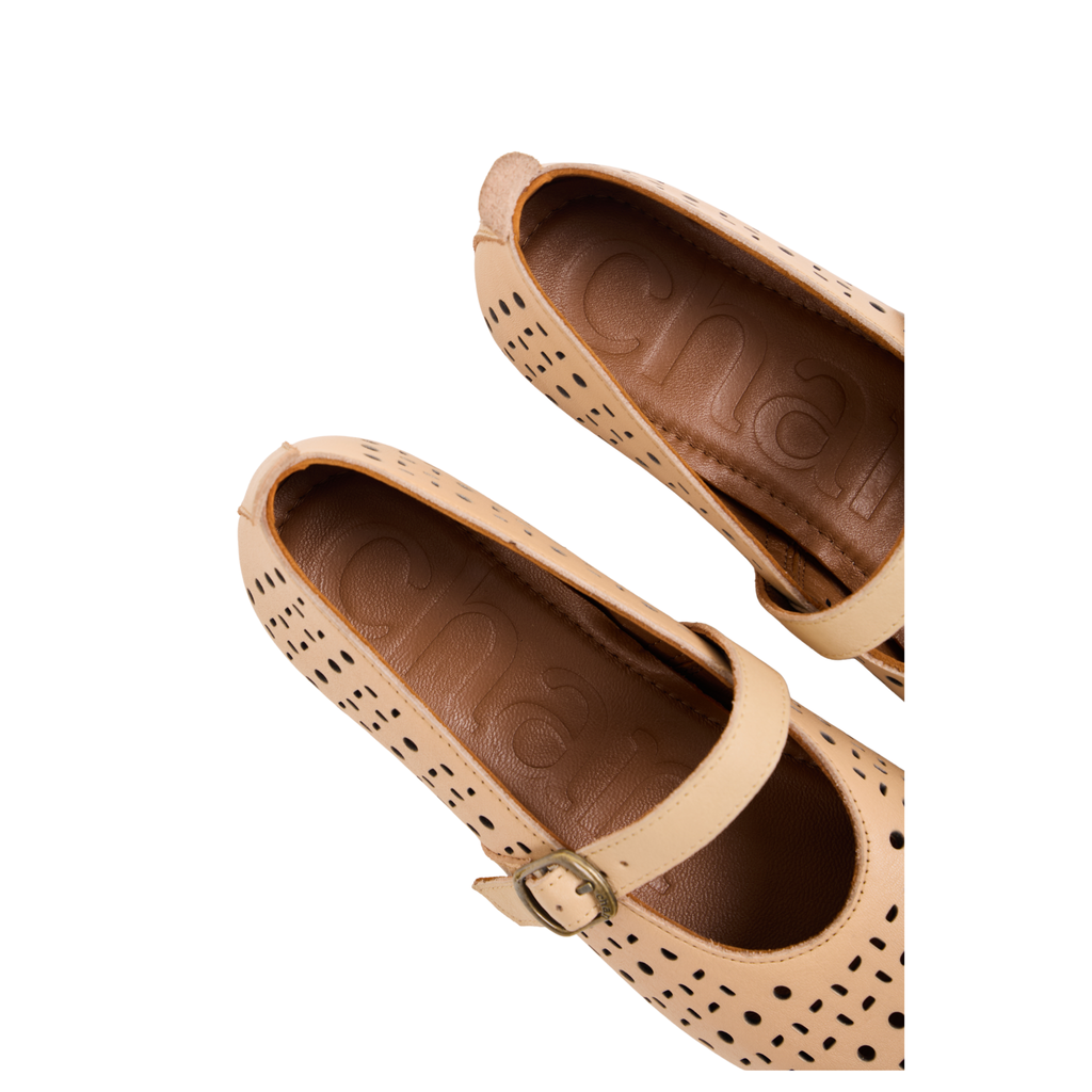 Journey – Siena Calfskin Mary Jane Flats – Milk Tea