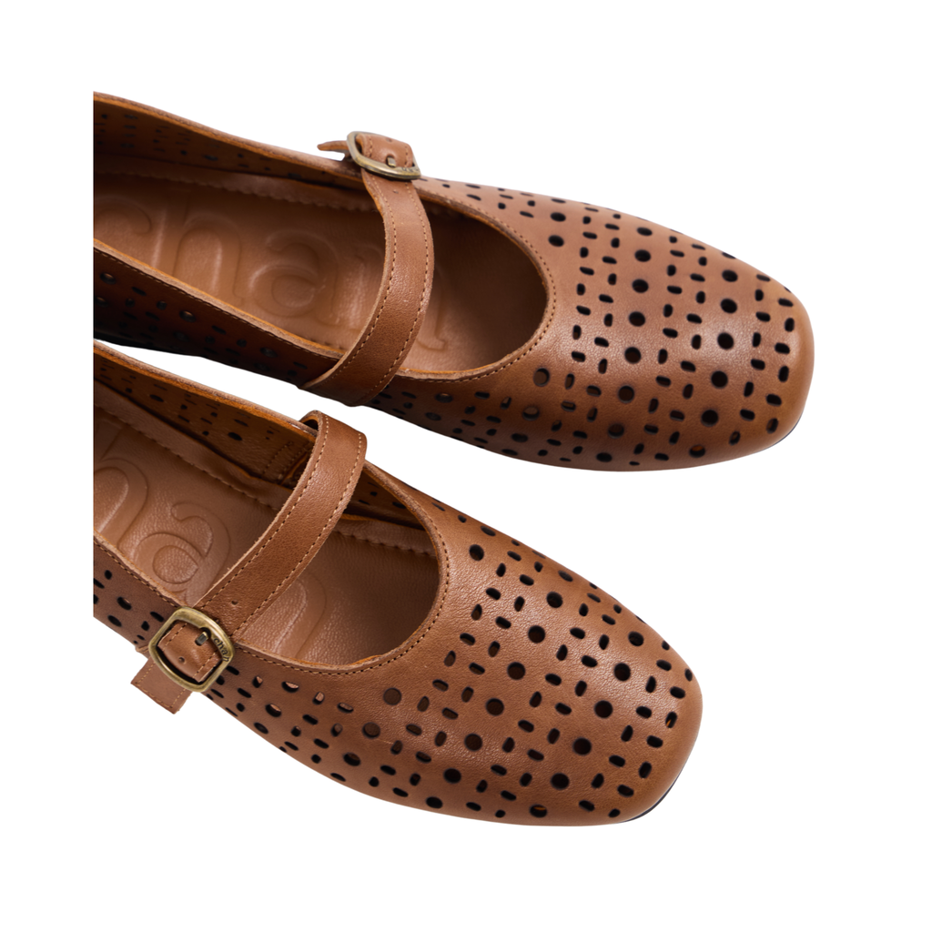 Journey – Siena Calfskin Mary Jane Flats – Chestnut