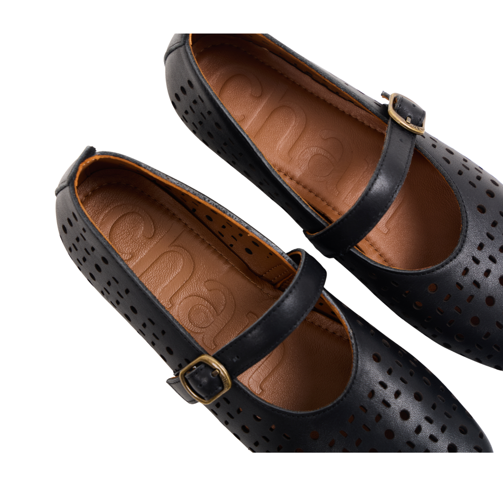 Journey – Siena Calfskin Mary Jane Flats – Midnight