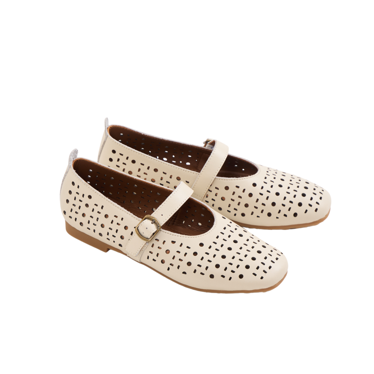 Journey – Siena Calfskin Mary Jane Flats – Ivory