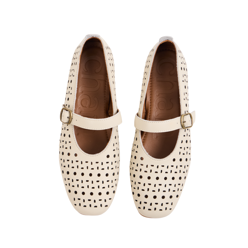 Journey – Siena Calfskin Mary Jane Flats – Ivory