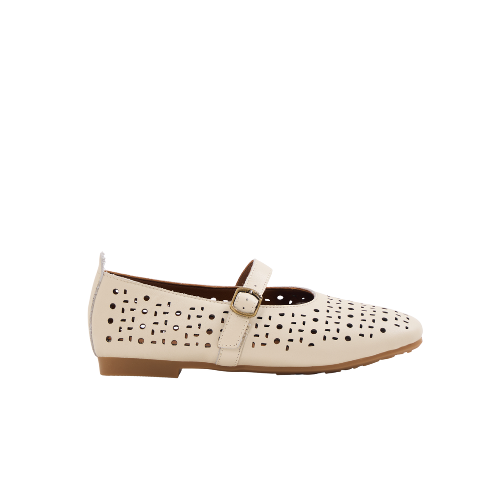 Journey – Siena Calfskin Mary Jane Flats – Ivory