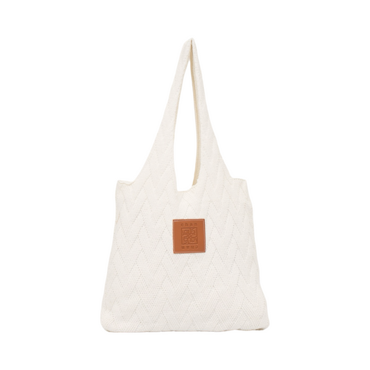 Knitted Tote Bag - Beige