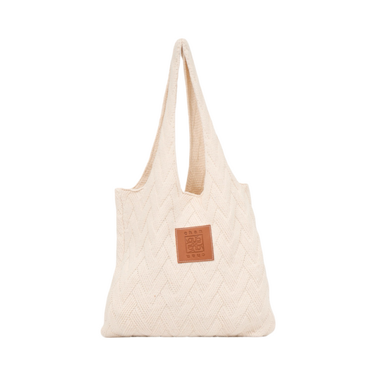 Knitted Tote Bag - Beige