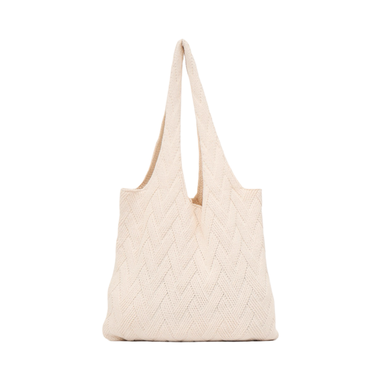 Knitted Tote Bag - Beige