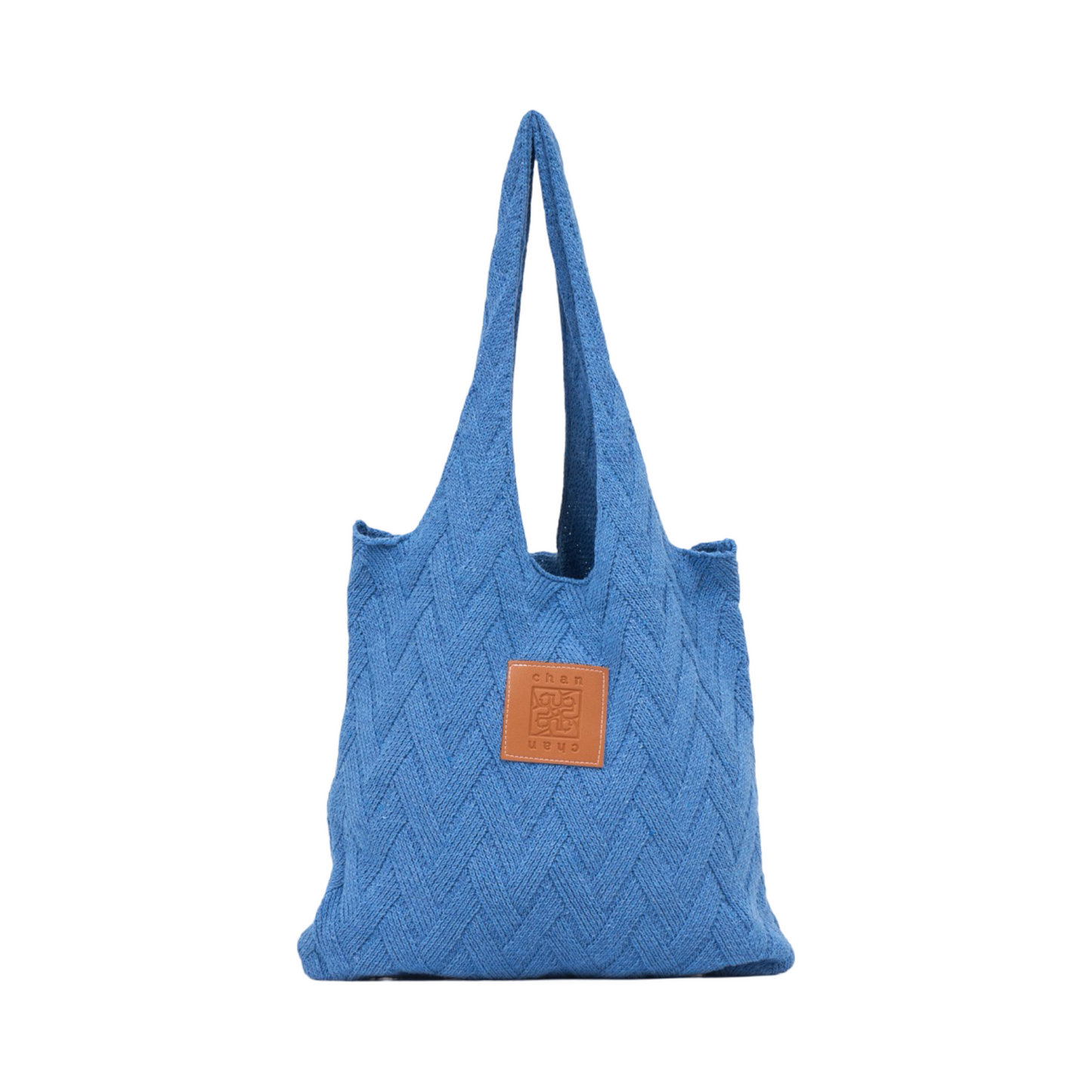 Knitted Tote Bag - Blue
