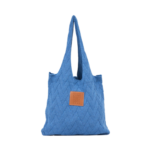 Knitted Tote Bag - Blue
