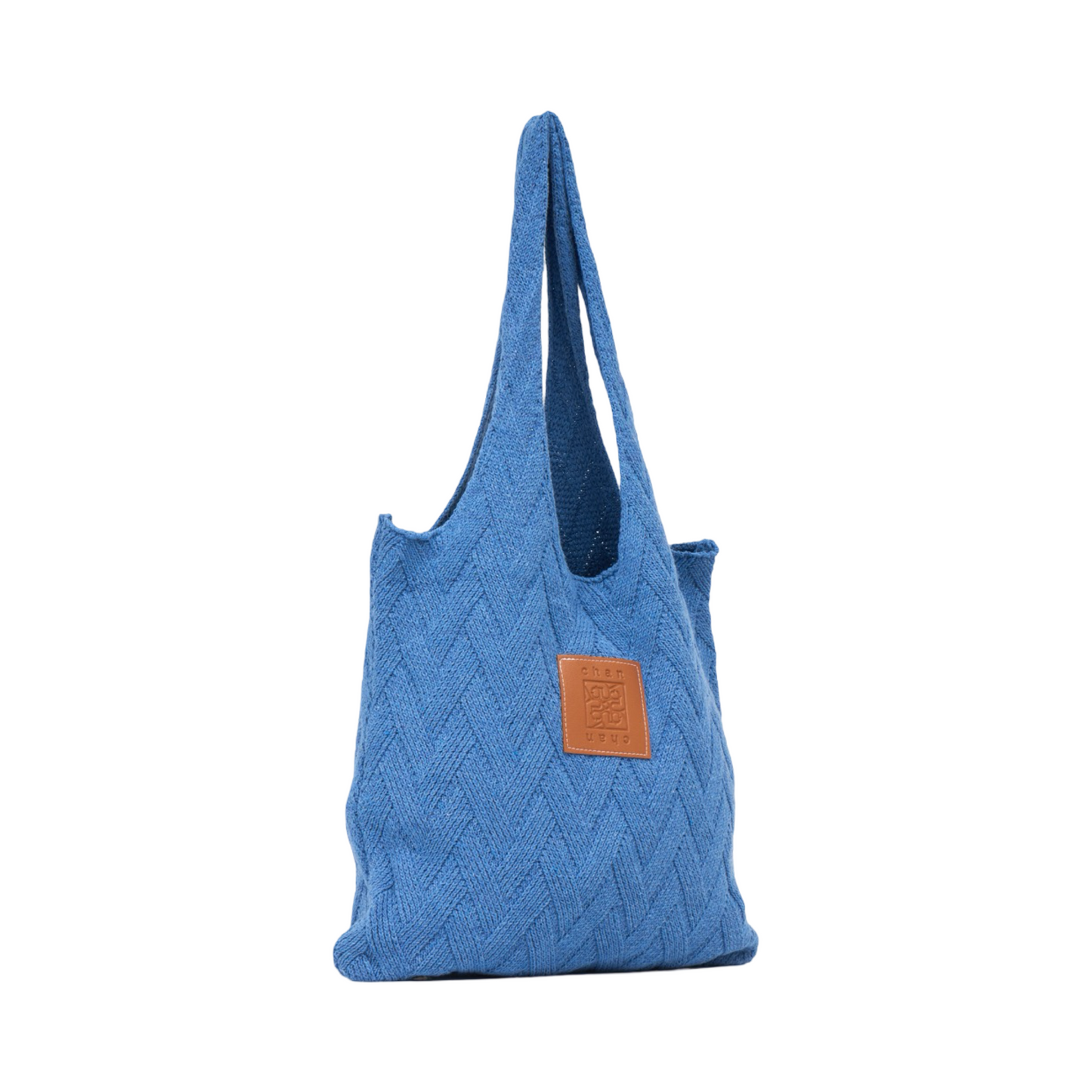Knitted Tote Bag - Blue