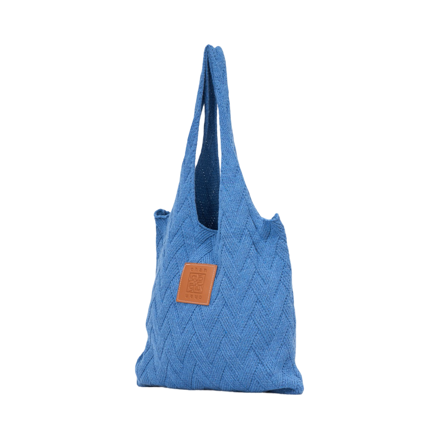 Knitted Tote Bag - Blue