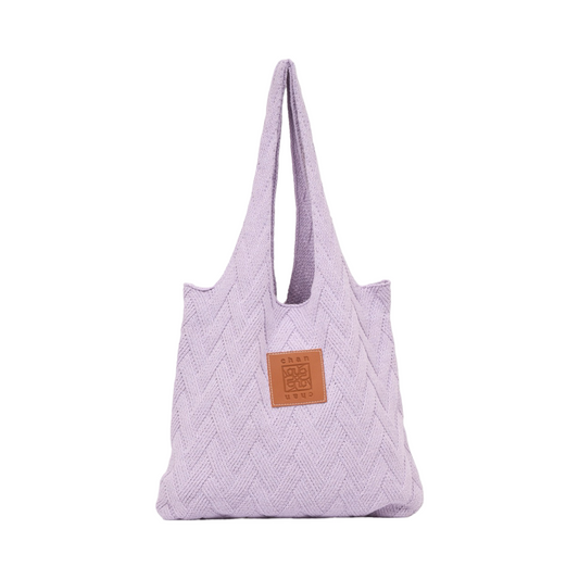 Knitted Tote Bag - Purple