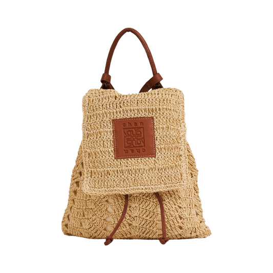 Straw Backpack - Beige