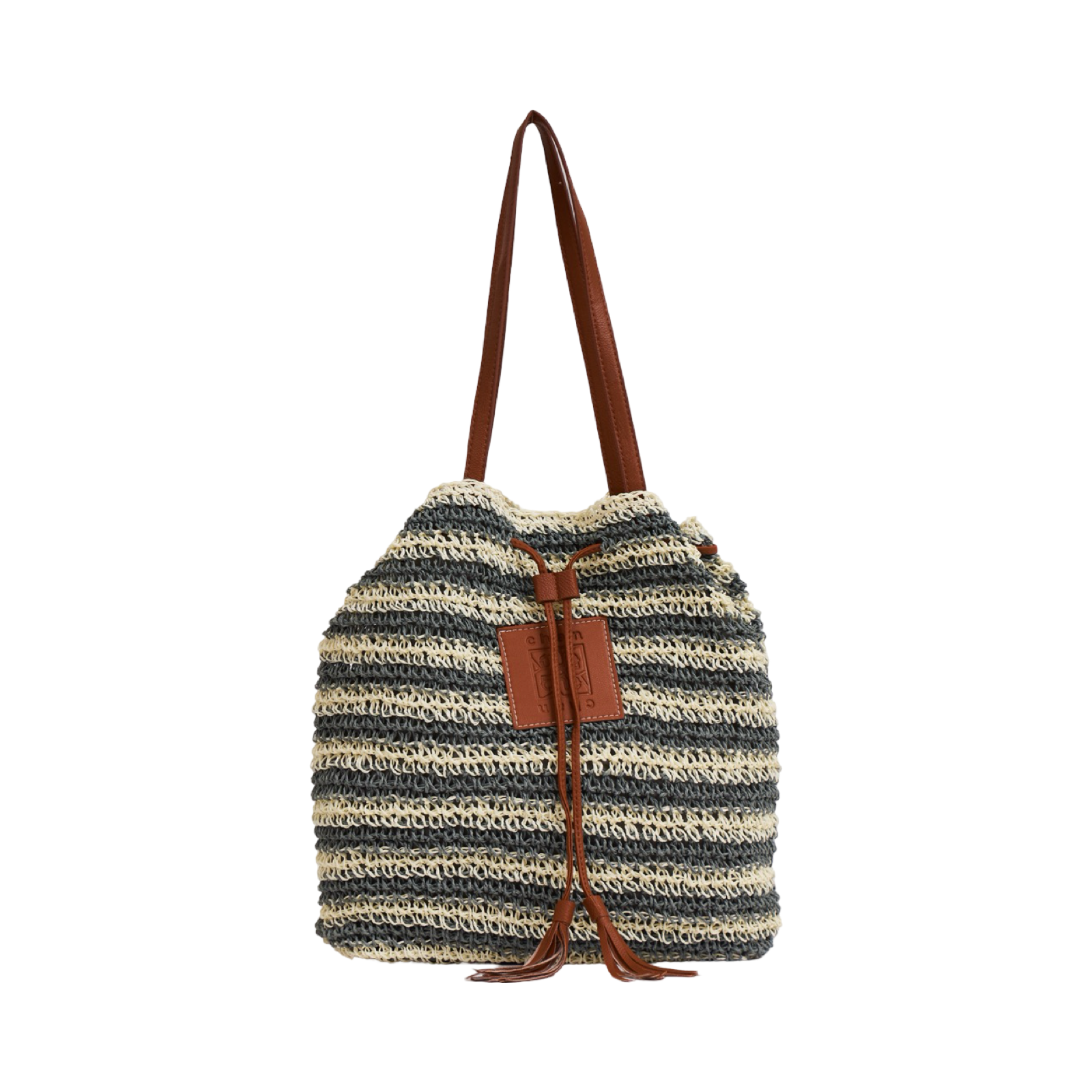 Straw Bucket Bag - Blue