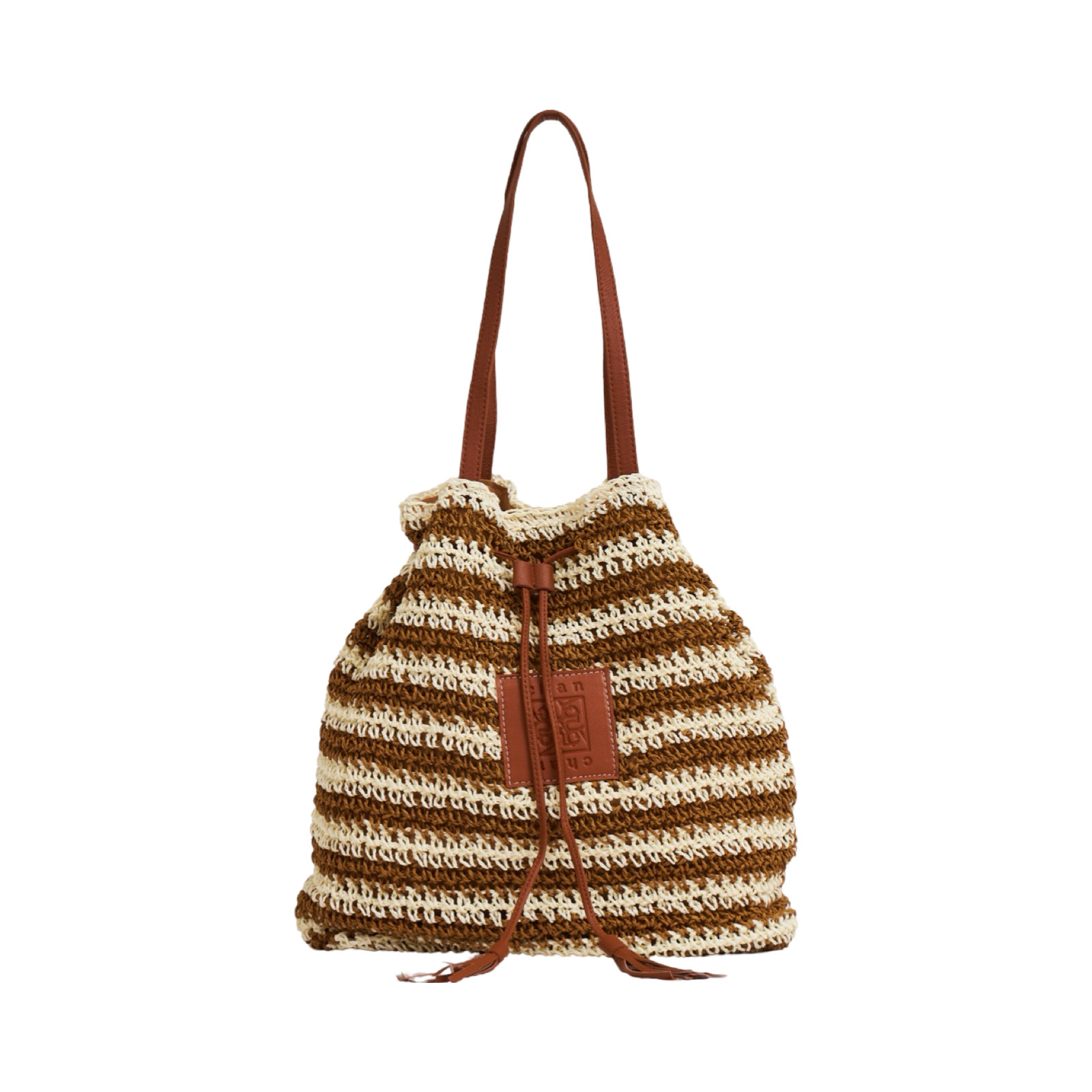 Straw Bucket Bag - Brown