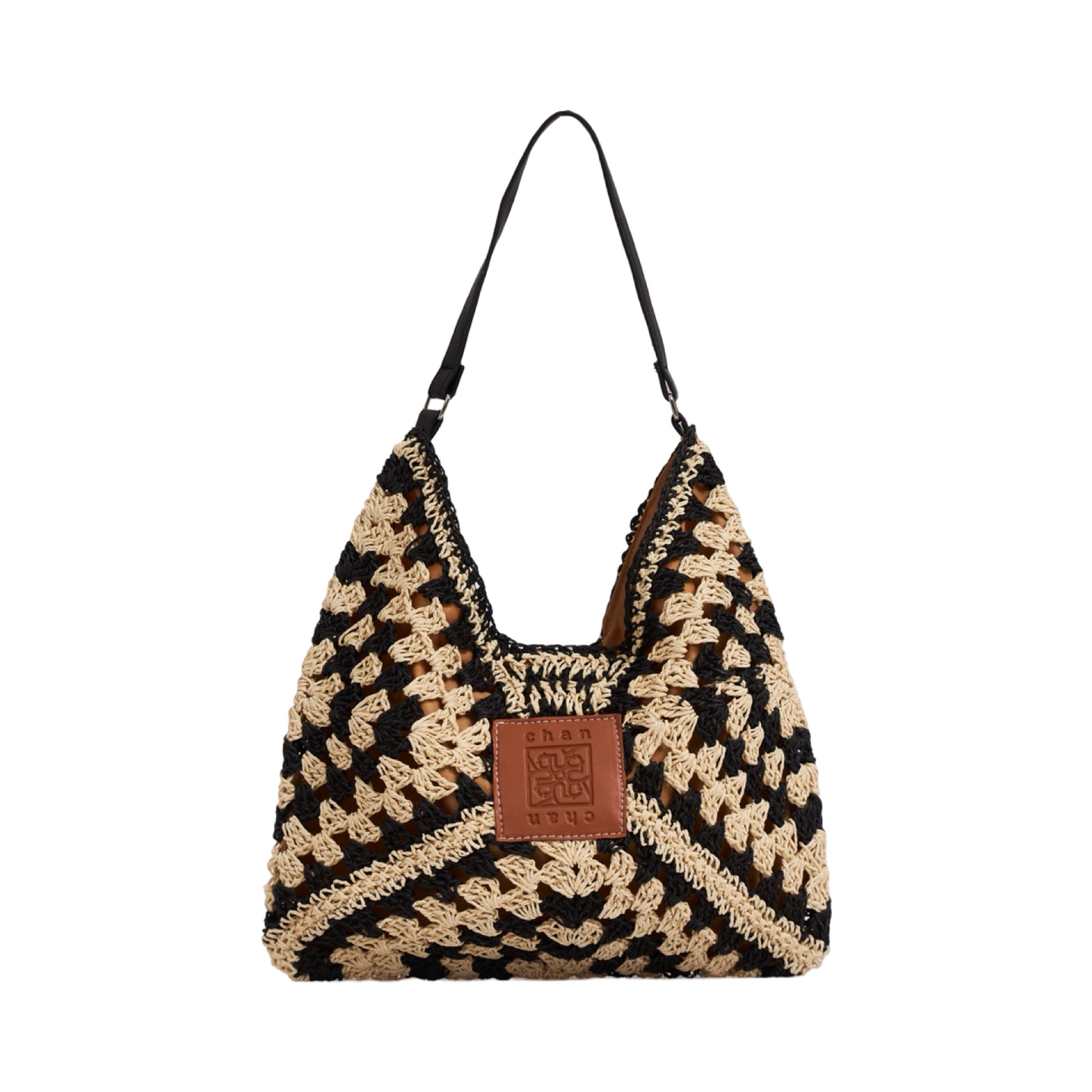 Woven Tote Bag - Black Brown