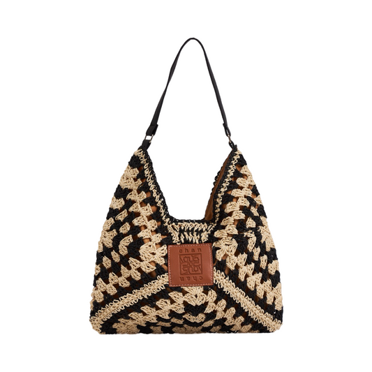 Woven Tote Bag - Black Brown