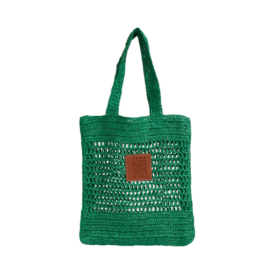 Straw Tote Bag - Green