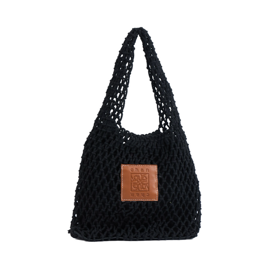 Knitted Tote Bag - Black