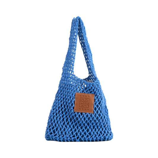 Knitted Tote Bag - Blue