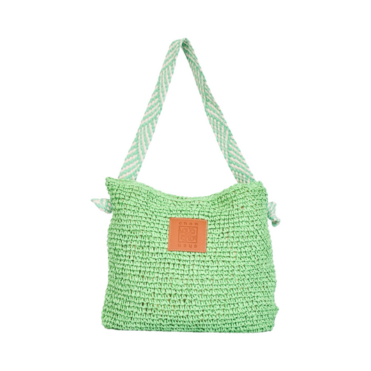 Straw Shoulder Bag - Mint Green