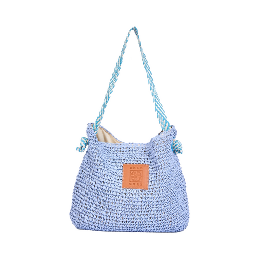 Straw Shoulder Bag - Lavender
