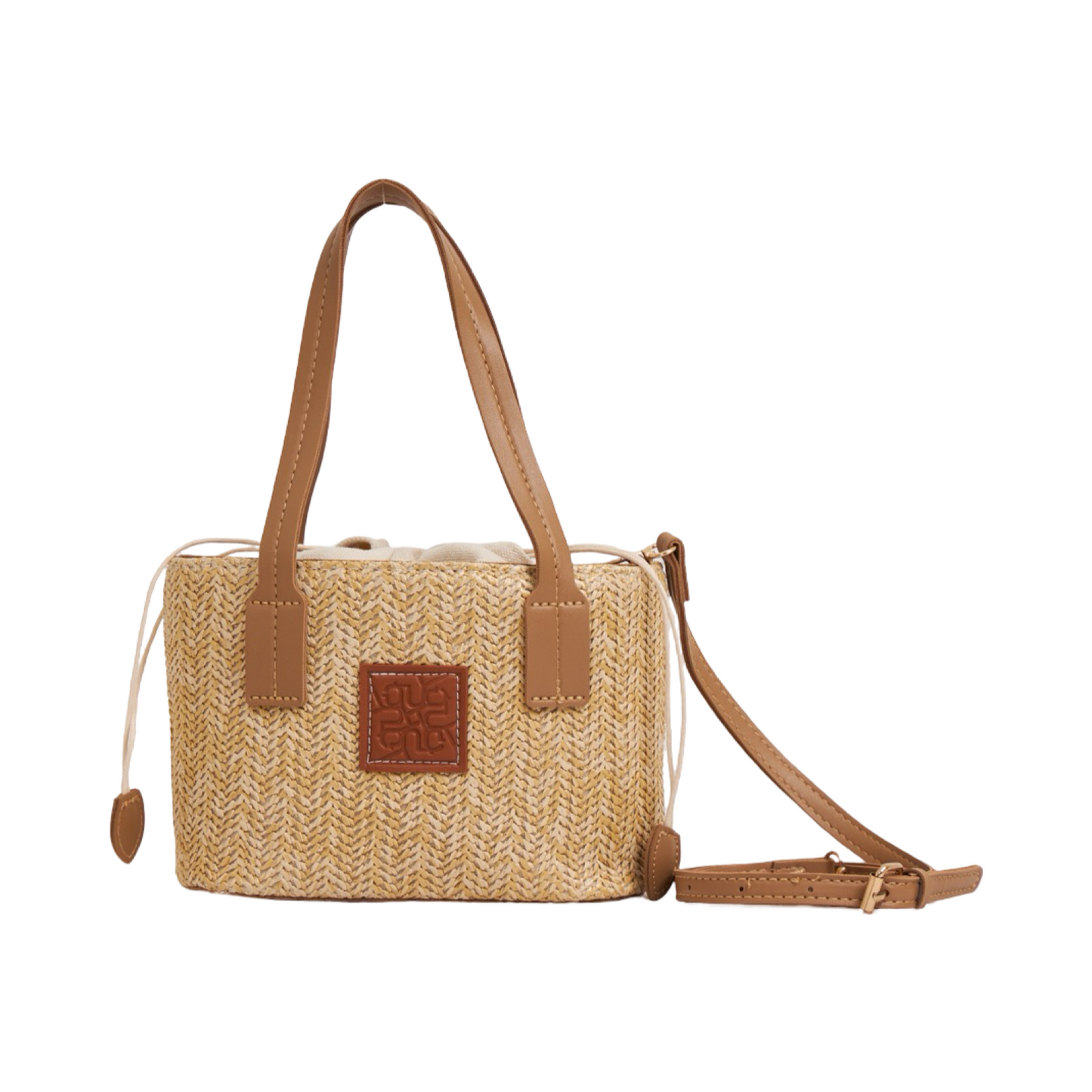 Straw Shoulder Bag - Light Brown