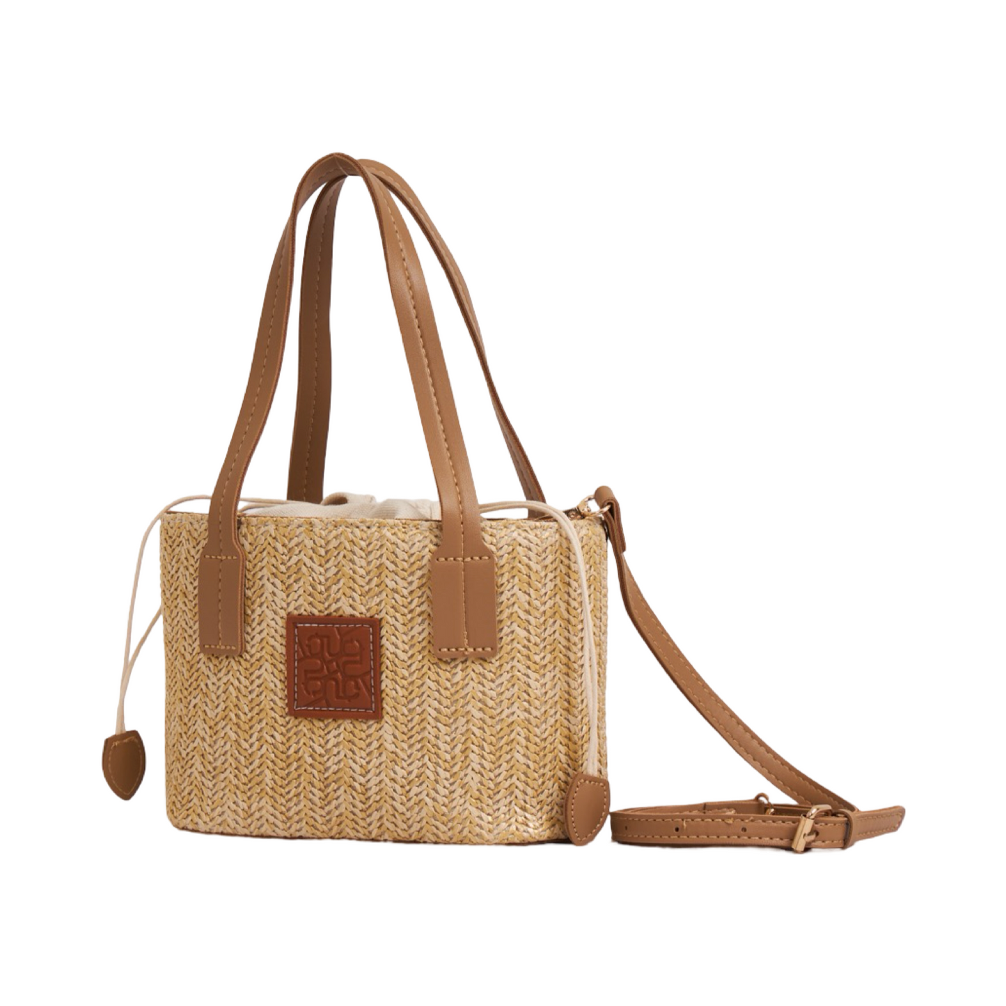 Straw Shoulder Bag - Light Brown