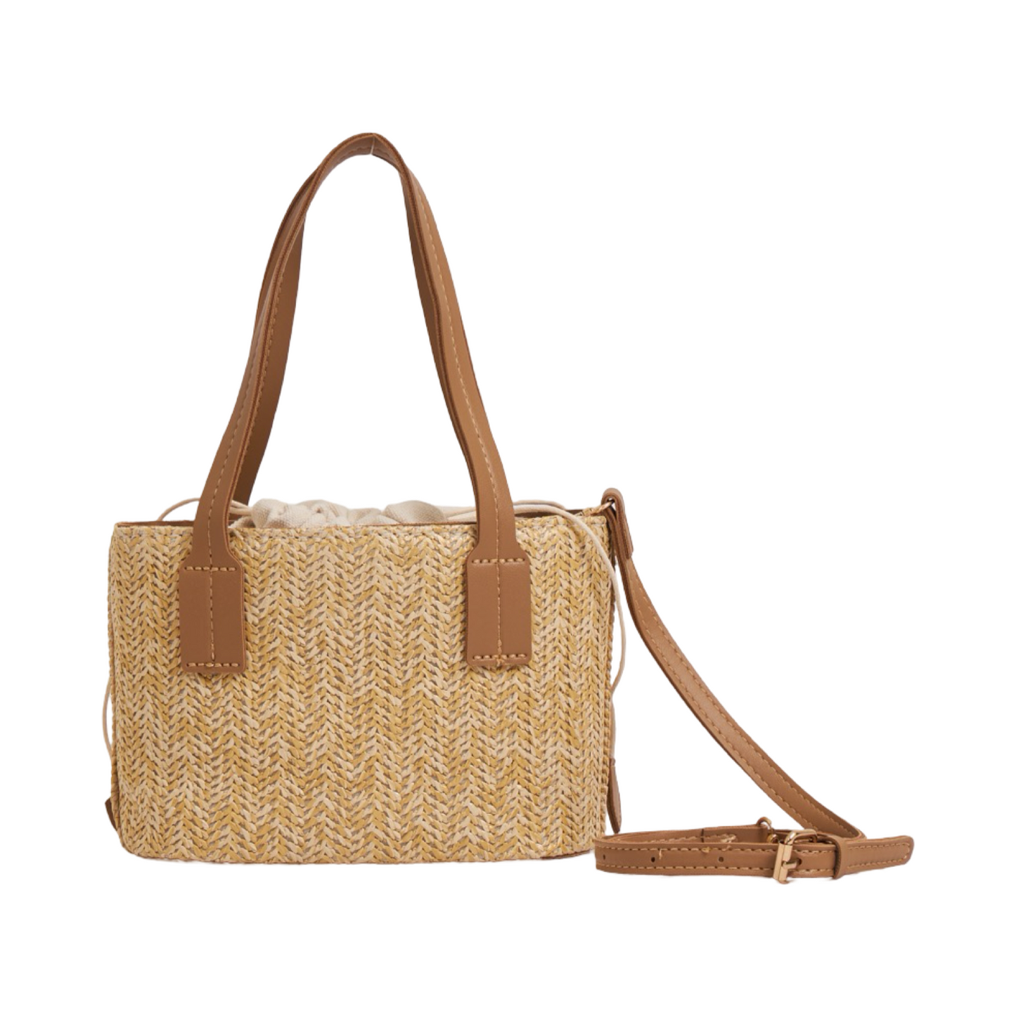 Straw Shoulder Bag - Light Brown