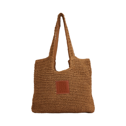 Straw Tote Bag - Brown