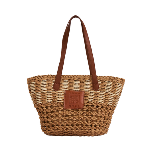 Straw Tote Bag - Brown